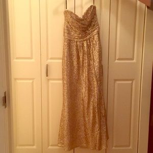 Gorgeous gold shimmer brides maid dress